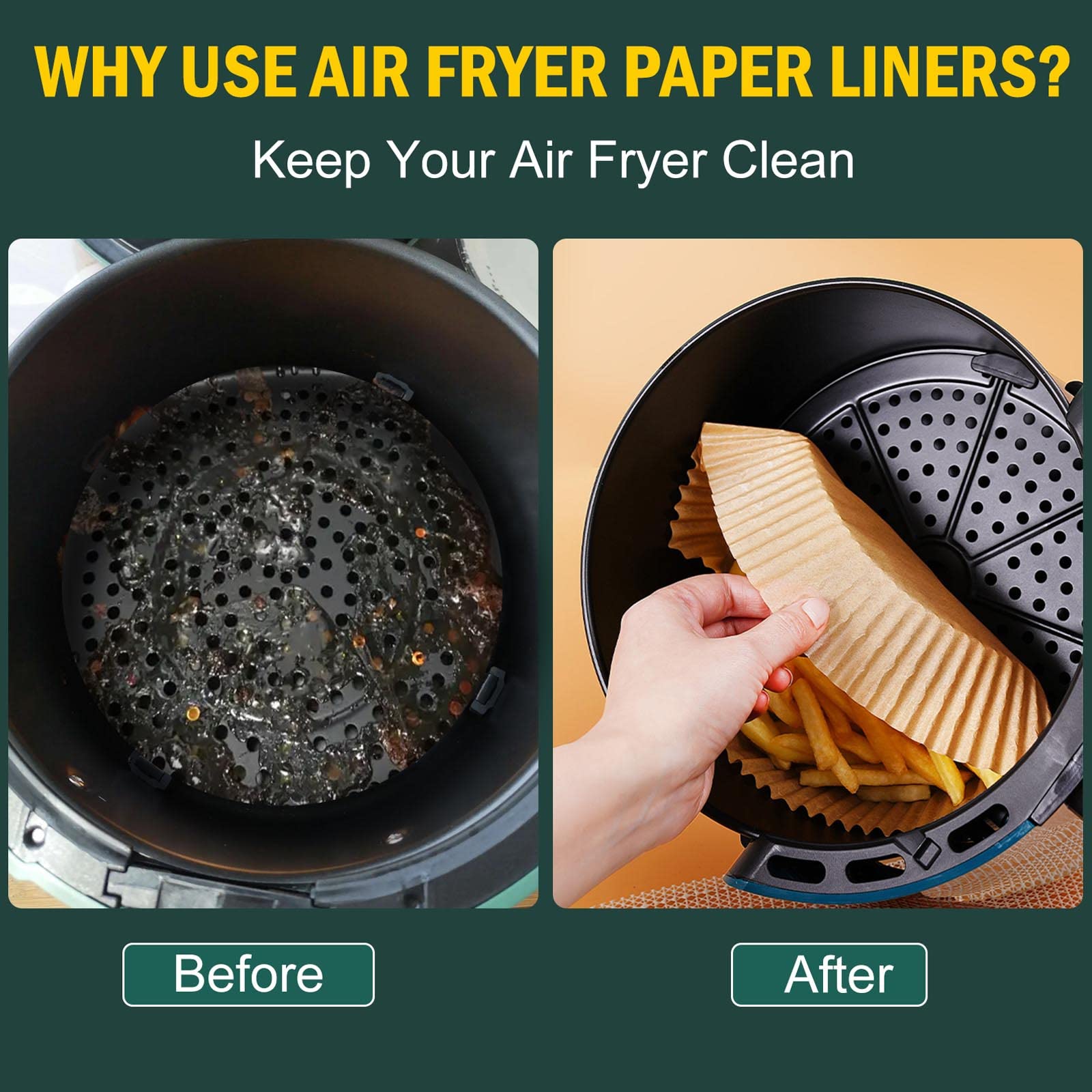 Air Fryer Disposable Paper Liner, 100Pcs Non-Stick Round Parchment Paper, Air Fryer Accessories, Oil Proof, Water Proof, Cooking
